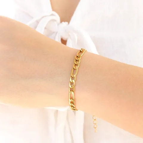 waterproof figaro armband in verguld staal 16 cm + 5 cm x 5,2 mm  - OCEANA