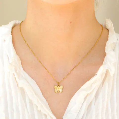 waterproof vlinder ketting in verguld staal - OCEANA