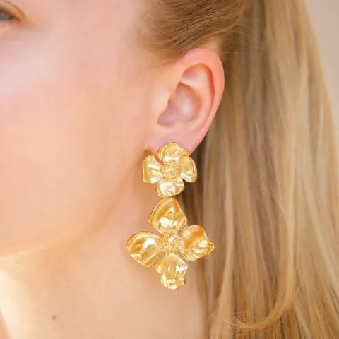waterproof bloem oorbellen in verguld staal - OCEANA