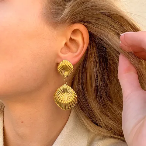 waterproof schelp oorbellen in verguld staal - OCEANA