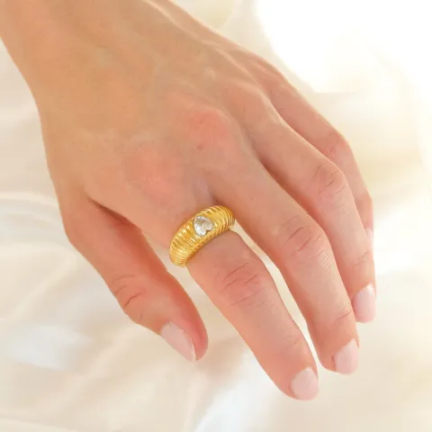 waterproof hart ring in verguld staal - OCEANA