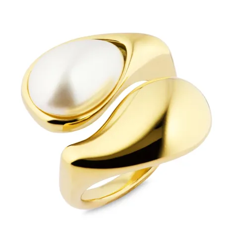 waterproof parel ring in verguld staal - OCEANA