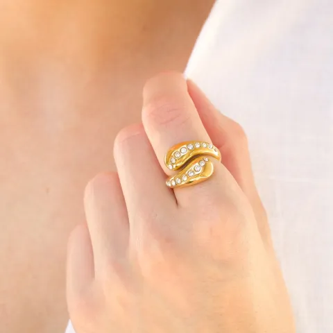 waterproof zirkoon ring in verguld staal - OCEANA