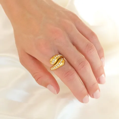 waterproof zirkoon ring in verguld staal - OCEANA