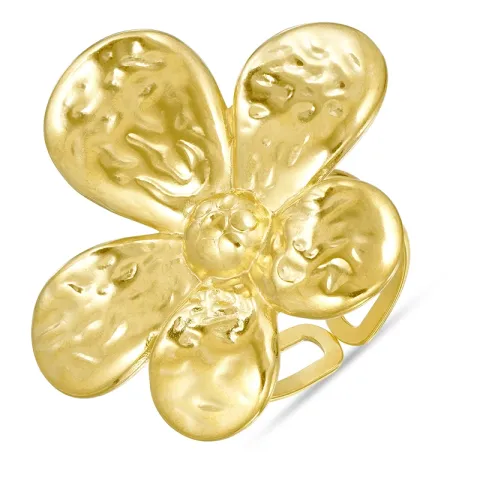 waterproof bloem verstelbaar ring in verguld staal - OCEANA