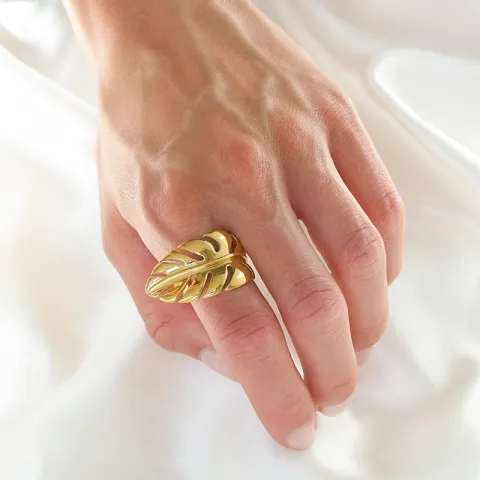 waterproof blad verstelbaar ring in verguld staal - OCEANA