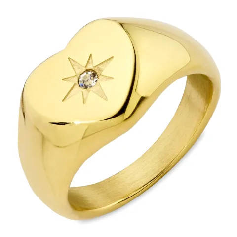 waterproof hart ring in verguld staal - OCEANA