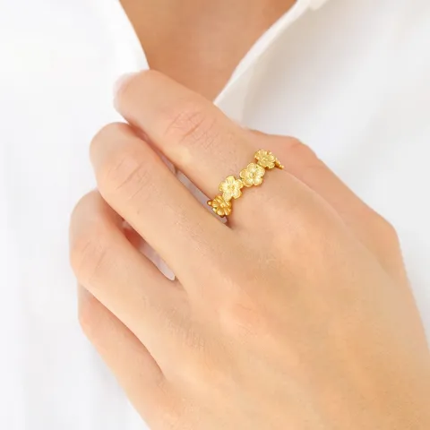 waterproof bloem ring in verguld staal - OCEANA