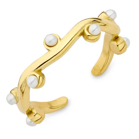 waterproof parel ring in verguld staal - OCEANA