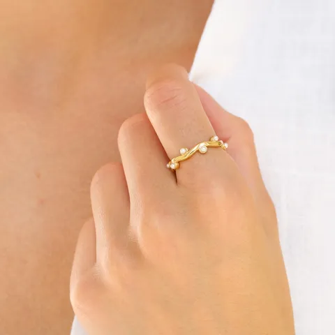 waterproof parel ring in verguld staal - OCEANA