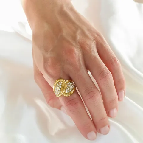 waterproof zirkoon ring in verguld staal - OCEANA
