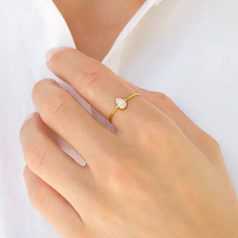 waterproof zirkoon ring in verguld staal - OCEANA