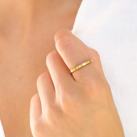 waterproof zirkoon ring in verguld staal - OCEANA