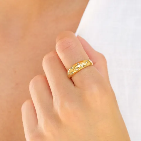 waterproof ster ring in verguld staal - OCEANA