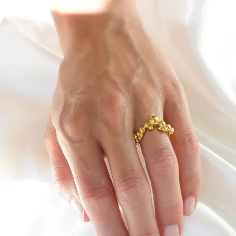 waterproof bolletje ring in verguld staal - OCEANA