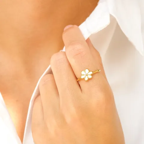 waterproof bloem ring in verguld staal - OCEANA