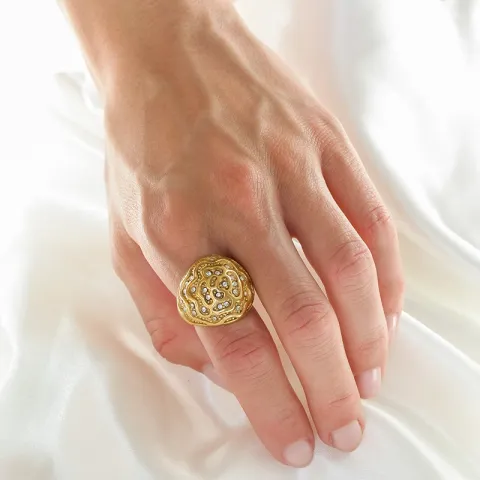 waterproof zirkoon ring in verguld staal - OCEANA