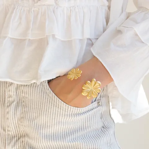 waterproof bloem armband in verguld staal - OCEANA
