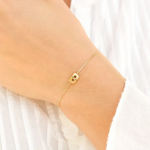 waterproof letter b armband in verguld staal - OCEANA