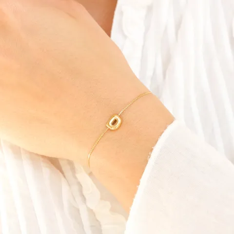 waterproof letter d armband in verguld staal - OCEANA