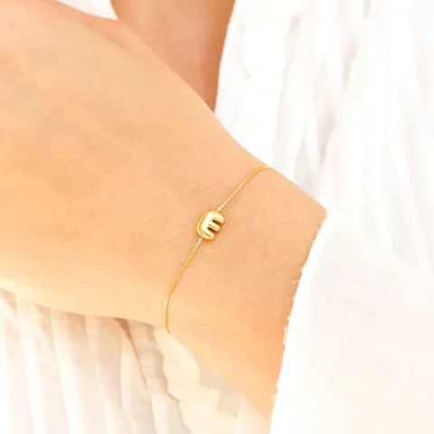 waterproof letter e armband in verguld staal - OCEANA