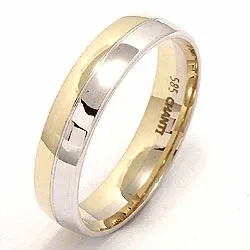 Tweekleurige mannen trouwring in 14 karaat goud-en witgoud