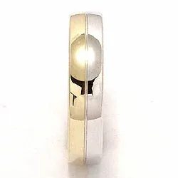 Tweekleurige mannen trouwring in 14 karaat goud-en witgoud