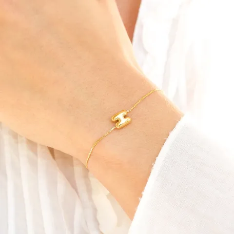 waterproof letter h armband in verguld staal - OCEANA