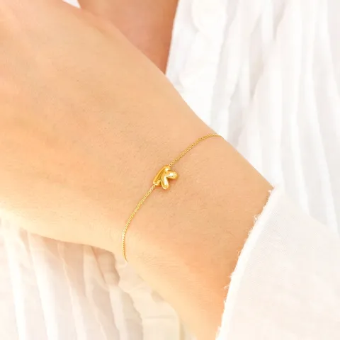 waterproof letter k armband in verguld staal - OCEANA