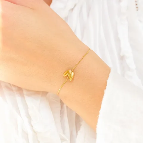 waterproof letter m armband in verguld staal - OCEANA