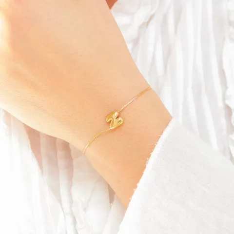 waterproof letter n armband in verguld staal - OCEANA