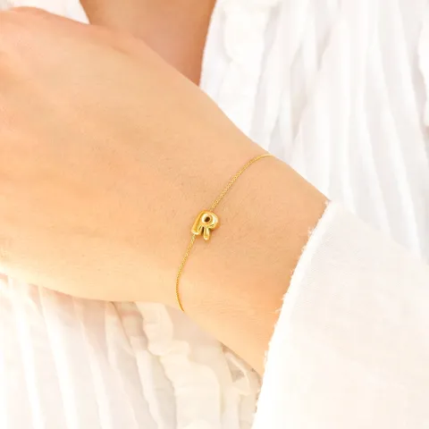 waterproof letter r armband in verguld staal - OCEANA