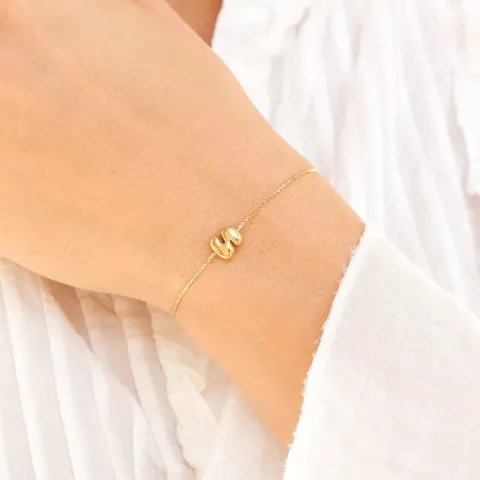 waterproof letter s armband in verguld staal - OCEANA
