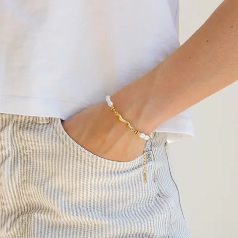 waterproof parel armband in verguld staal - OCEANA