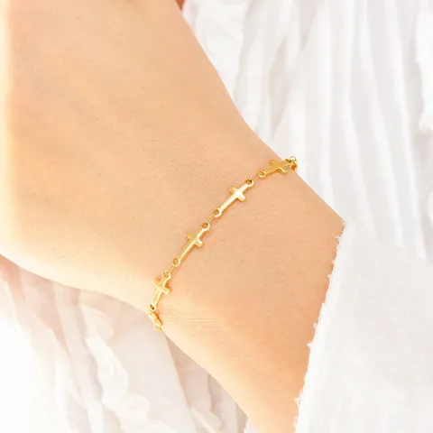 waterproof kruis armband in verguld staal - OCEANA