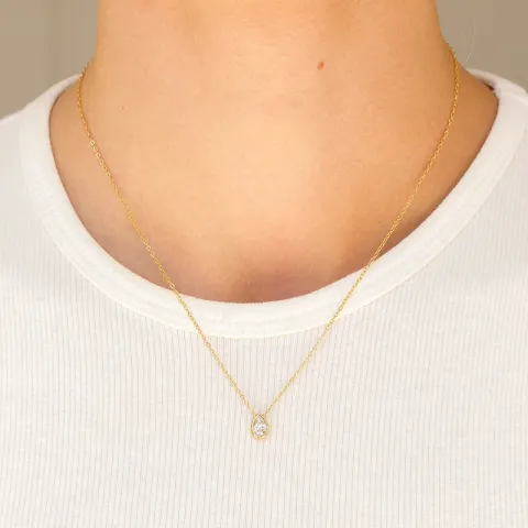 waterproof druppel ketting met hanger in verguld staal - OCEANA