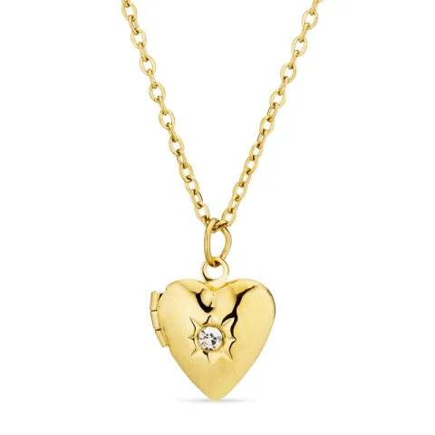 waterproof hart ketting met hanger in verguld staal - OCEANA