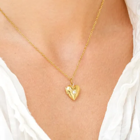 waterproof hart ketting met hanger in verguld staal - OCEANA
