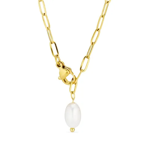waterproof parel ketting met hanger in verguld staal - OCEANA