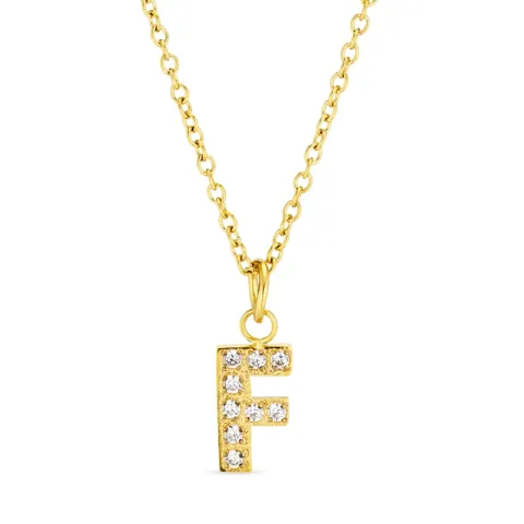 waterproof letter f zirkoon ketting met hanger in verguld staal - OCEANA