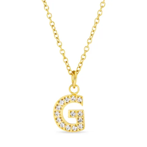 waterproof letter g zirkoon ketting met hanger in verguld staal - OCEANA