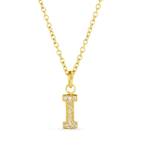 waterproof letter i zirkoon ketting met hanger in verguld staal - OCEANA