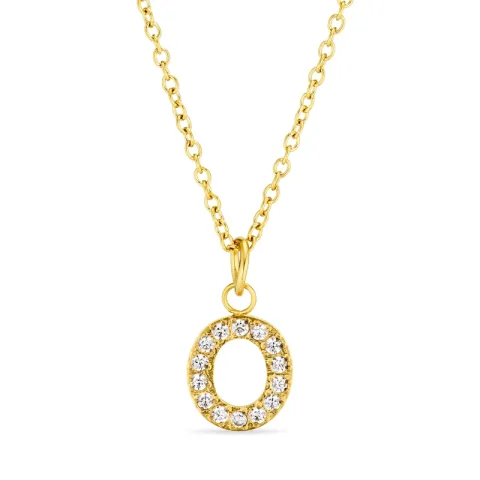 waterproof letter o zirkoon ketting met hanger in verguld staal - OCEANA