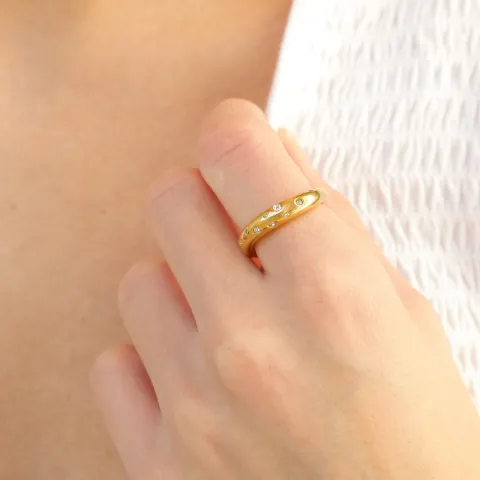 waterproof zirkoon ring in verguld staal - OCEANA
