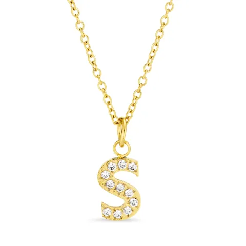 waterproof letter s zirkoon ketting met hanger in verguld staal - OCEANA