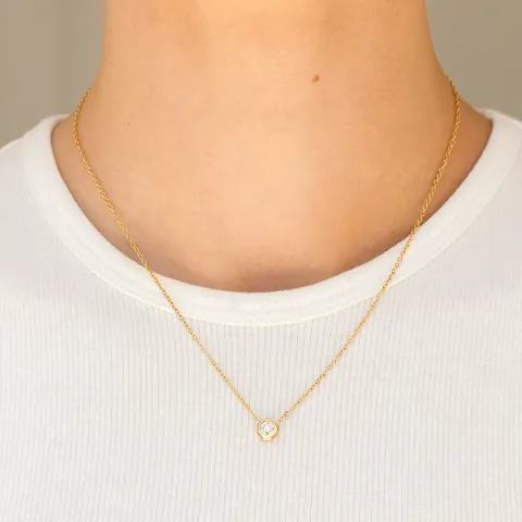 waterproof zirkoon ketting met hanger in verguld staal - OCEANA