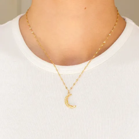 waterproof maan ketting met hanger in verguld staal - OCEANA