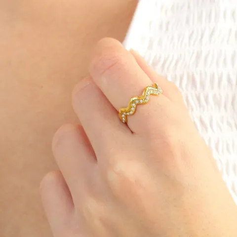 waterproof zirkoon ring in verguld staal - OCEANA