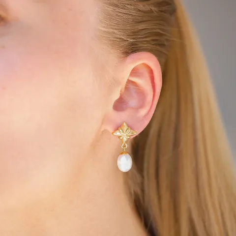 waterproof ster parel oorbellen in verguld staal - OCEANA