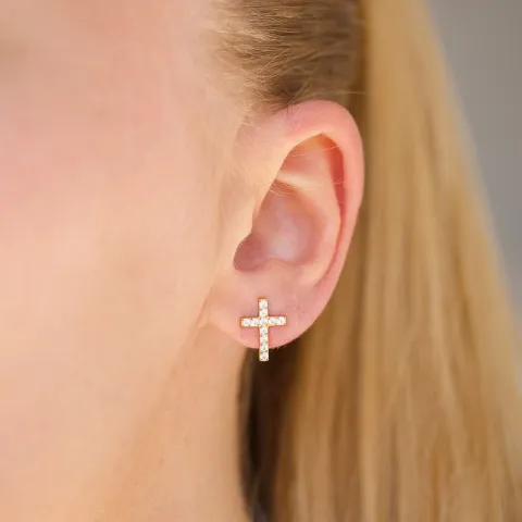 waterproof kruis ketting oorbellen in verguld staal - OCEANA